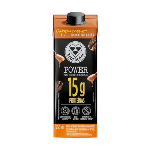 Bebida Láctea Cappuccino Power Whey Doce de Leite 250ml 1 UN 3 Coraçõe