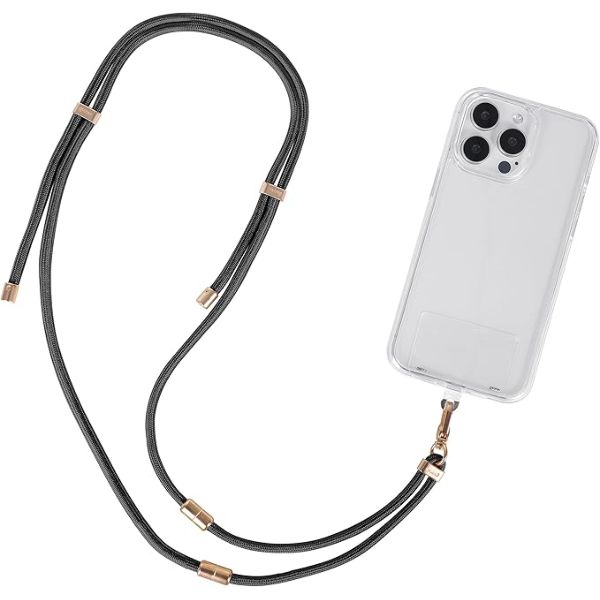 Cordão para Celular Universal 1,6m CDU02L01 Preto com Dourado 1 UN Geo