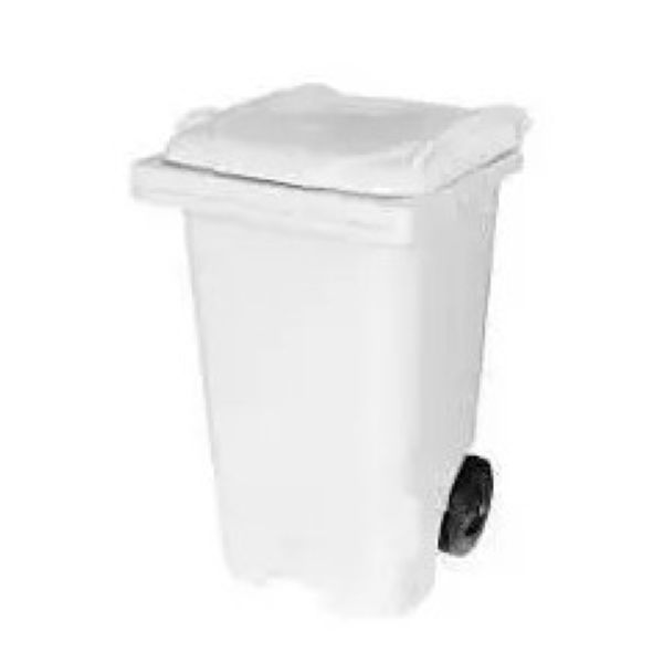Lixeira Plástica JSN com Tampa e Rodas 240L Branca 1 UN
