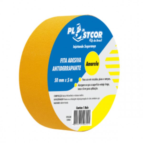 Fita Antiderrapante Plastcor 50mm x 5M Amarelo 1 UN