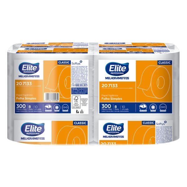 Papel Higiênico Folha Simples 300m PT 8 RL Elite