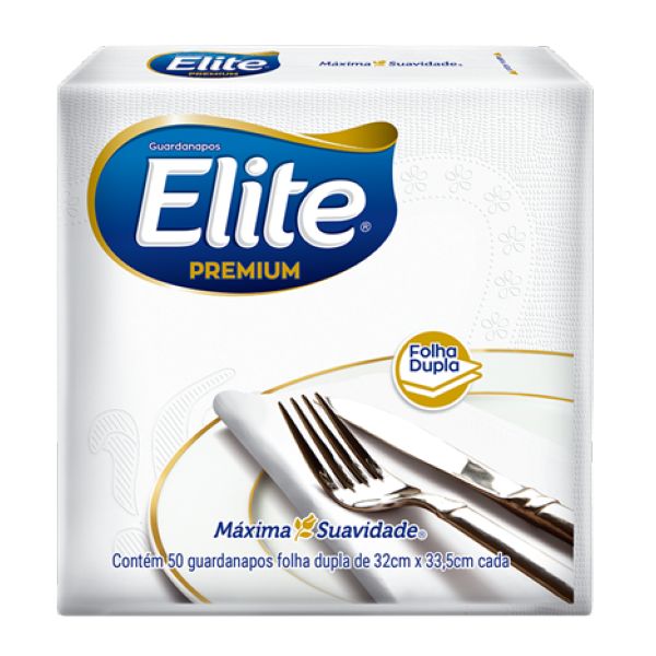 Guardanapo Folha Dupla Grande Branco PT 50 FL Elite