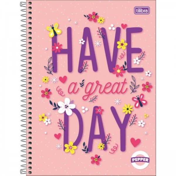 Caderno Universitário Capa Dura Pepper Feminino B 80 FL 1 UN Tilibra