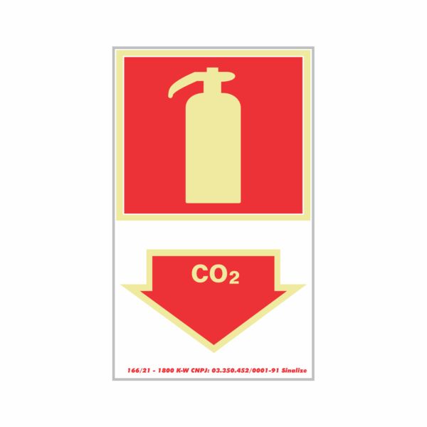 Placa Fotoluminescente PVC 20x30 Extintor CO2 1 UN Sinalize