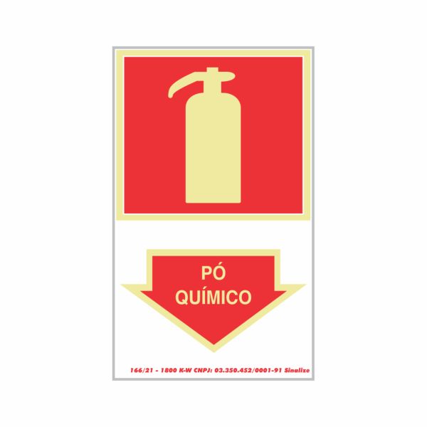 Placa Fotoluminescente PVC 20x30 Extintor Pó Químico 1 UN Sinalize