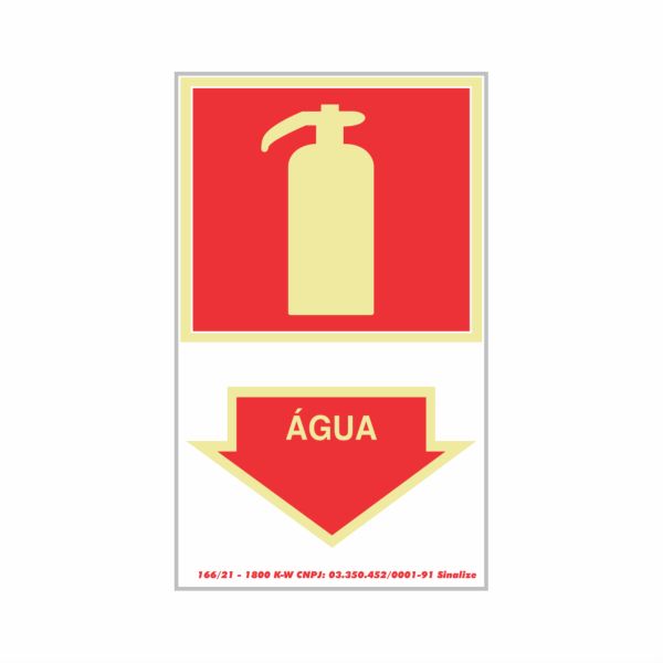 Placa Fotoluminescente PVC 20x30 Extintor Agua 1 UN Sinalize