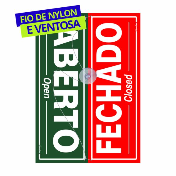 Placa PE 20x30 Aberto/Fechado 1 UN Sinalize
