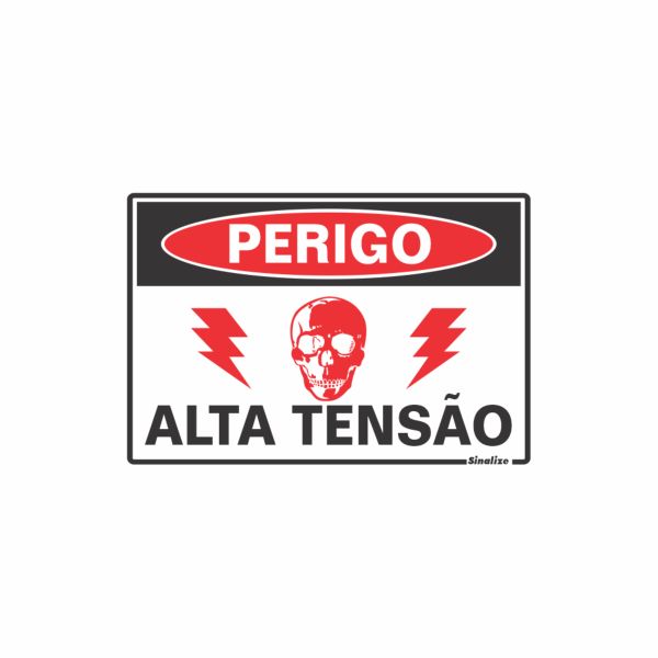 Placa PE 20x30 Perigo Alta Tensão 1 UN Sinalize