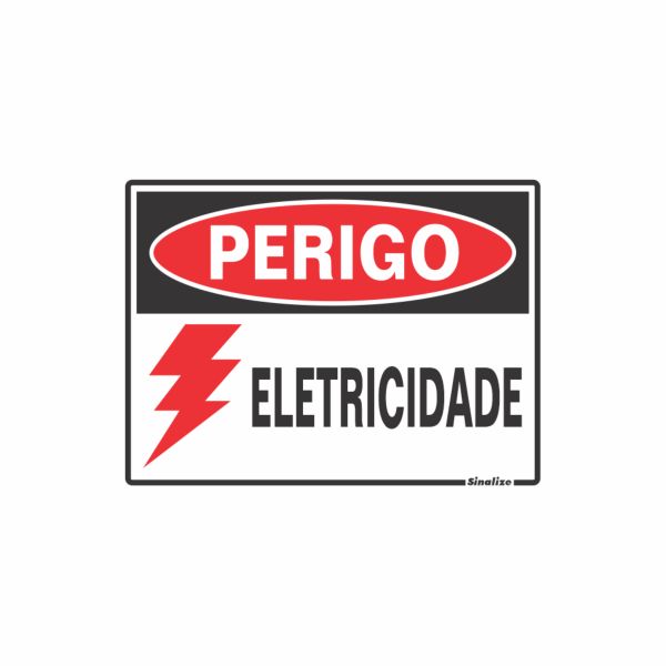 Placa PE 15x20 Perigo Elétrico 1 UN Sinalize