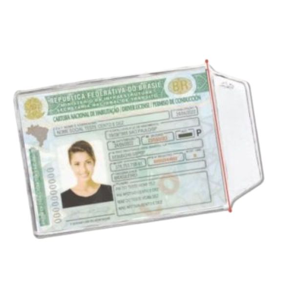 Protetor Plástico para Documentos CNH/RG 65x90mm Transparente PT 100 U