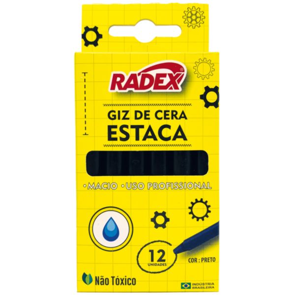 Giz de Cera Estaca Preto 12 UN Radax