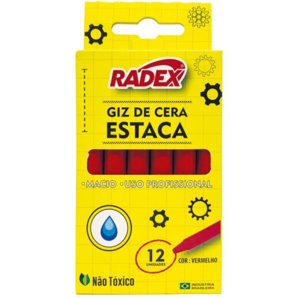 Giz de Cera Estaca Vermelho 12 UN Radax