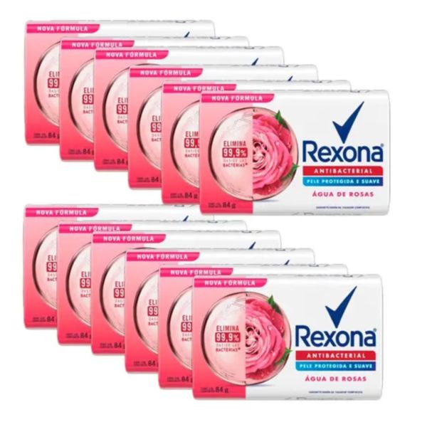 Sabonete Antibacteriano Agua de Rosas 12UN 84g Rexona