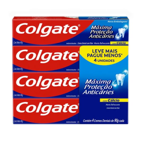 Creme dental Máxima Proteção Anticáries 90g com 4 un Colgate