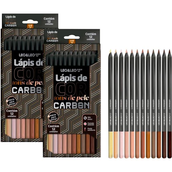 Lápis de Cor Carbon 12 Cores Redondo Tons de Pele 4676 1 UN Leo & Leo
