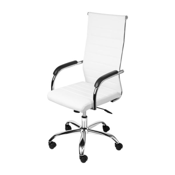 Cadeira Florença Alta em PU Base Rodízio Branca OR-3322 1 UN Or Design