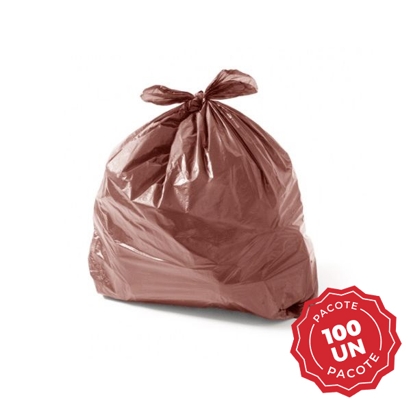 Saco de Lixo 60L Marrom 58x76cm PT 100 UN Poliplast