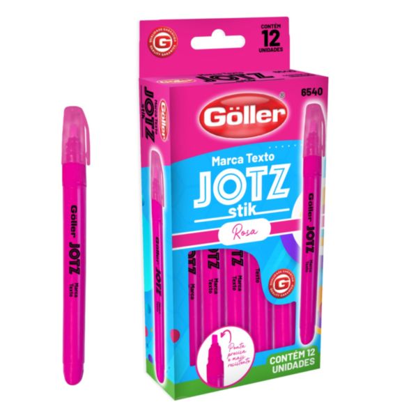 Pincel Marca Texto Rosa Caixa com 12 UN Goller