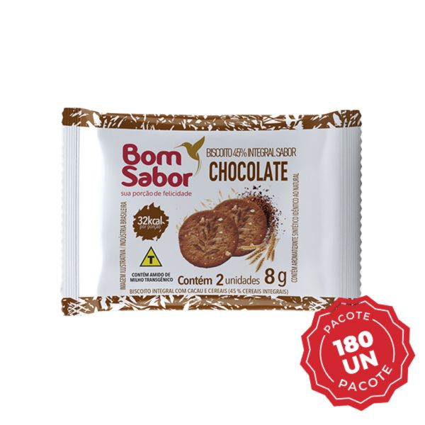 Biscoito Integral Chocolate PCT com 180 UN Bom Sabor
