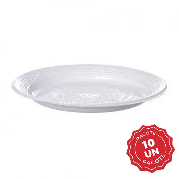 Prato Descartável Raso Branco 18cm PT 10 UN Kerocopo