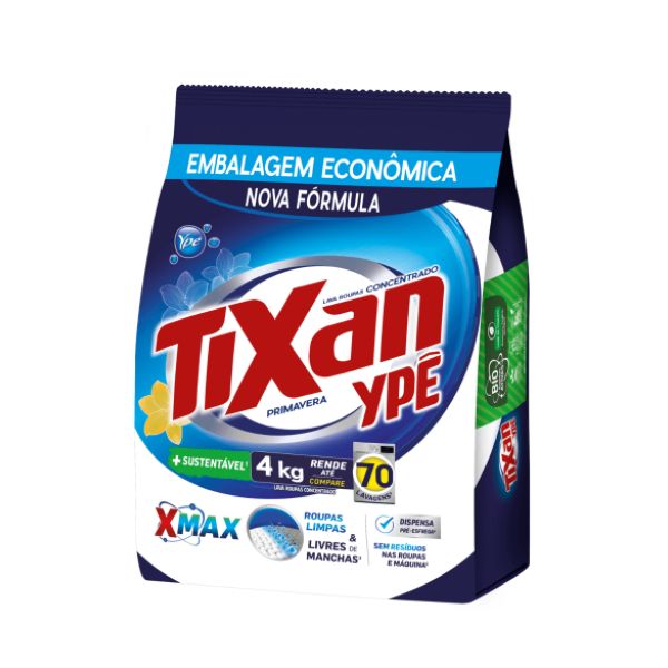 Lava Roupa em Pó Primavera Sachê 4kg 1 UN Tixan