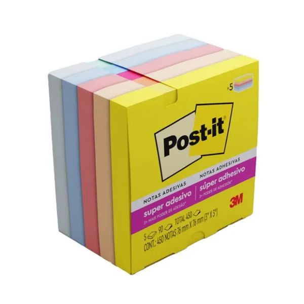 Bloco Adesivo Coleção Alegria 76x76mm 5 UN 450 FL Post-it