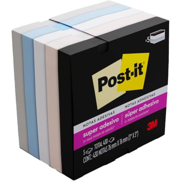 Bloco Adesivo Coleção Serenidade 76x76mm 5 UN 450 Folhas Post-it