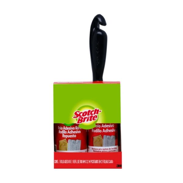 Rolo Adesivo Scotch Brite Tira Pelos + Refil 1 UN 3M