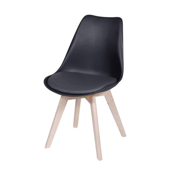 Cadeira PP Joly Almofadada PU Base Madeira OR-1108 Preto 1 UN Or Desig