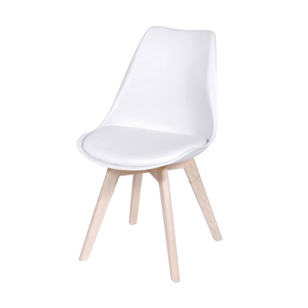 Cadeira PP Joly Almofada PU Base Madeira OR-1108 Branca 1 UN Or Design
