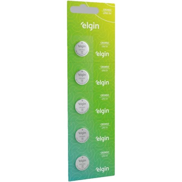 Bateria 3V CR2450 Lithium Cartela com 5 UN Elgin