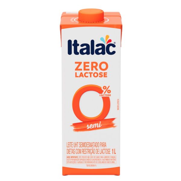 Leite UHT Semi Desnatado Zero Lactose 1L  1 UN Italac