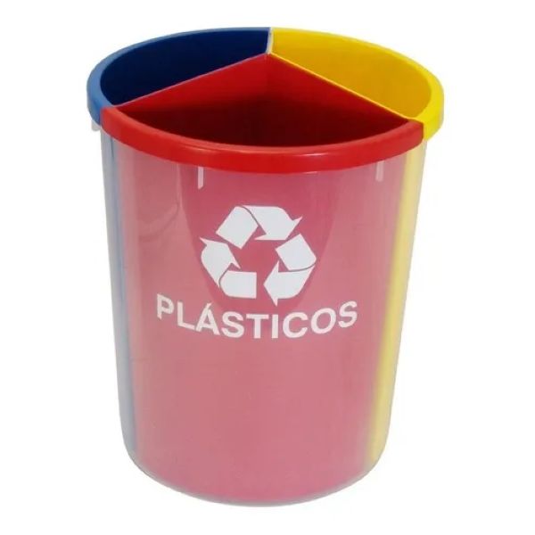 Lixeira com 3 JSN Divisões Azul, Vermelho e Amarelo 1 UN