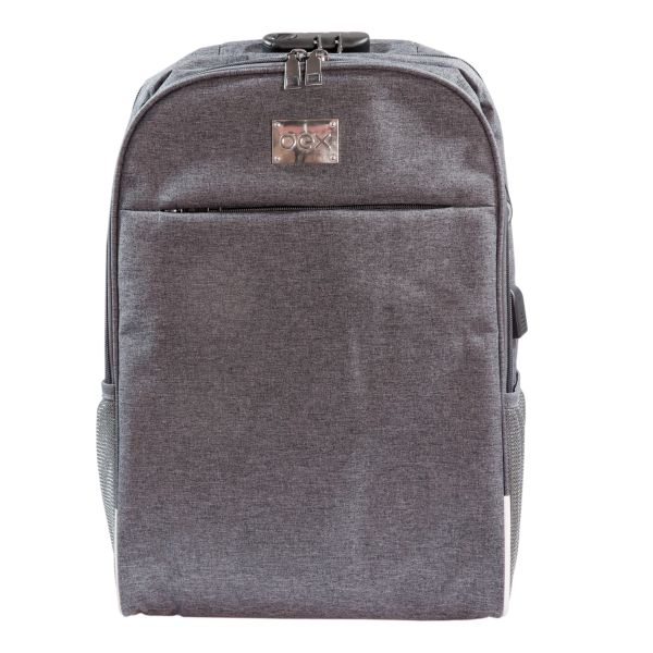Mochila Safety em Poliéster com Cadeado e Entrada USB Cinza 1 UN OEX