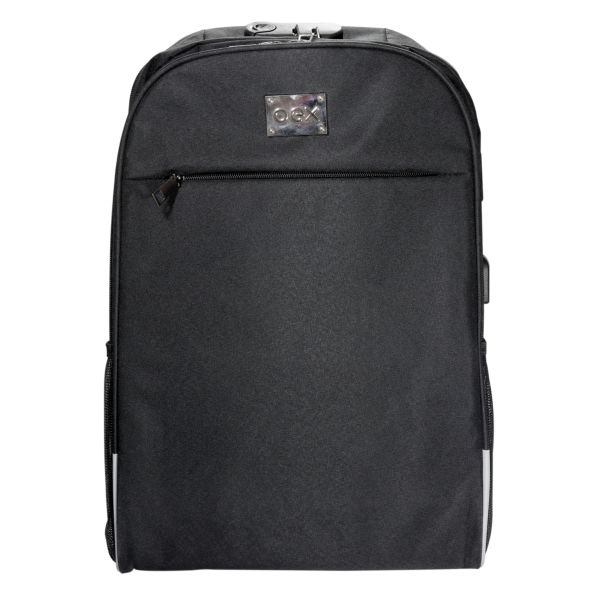 Mochila Safety em Poliéster com Cadeado e Entrada USB Preto 1 UN OEX