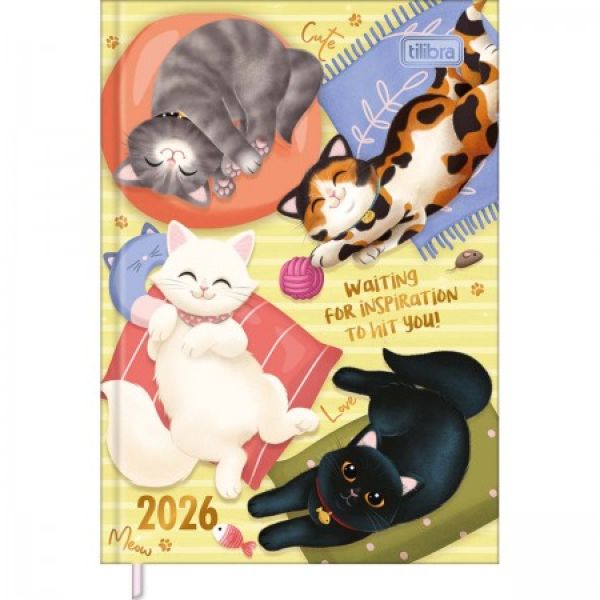 Agenda 2026 Tilibra Costurada Purrfect Capas Sortidas 10,5 x 14,8cm 17