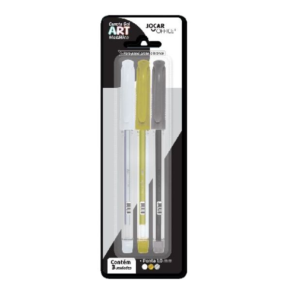 Caneta Gel 1.0mm ART 3 Cores 1 UN Jocar