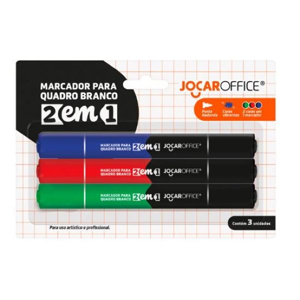 Pincel Marcador para Quadro Branco 4 Cores 2 em 1 94140 3 UN Jocar