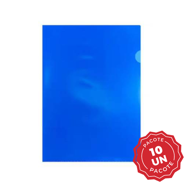 Pasta em L A4 220x310mm Azul 10 UN Plascony