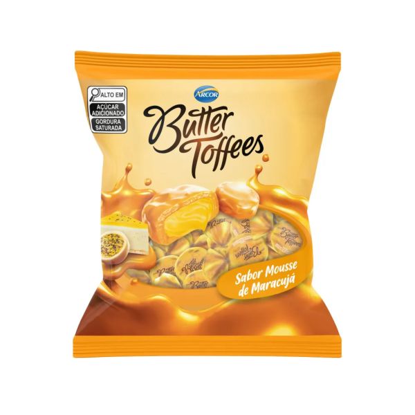 Bala Butter Toffees Mousse de Maracujá 400g 1 PT Arcor