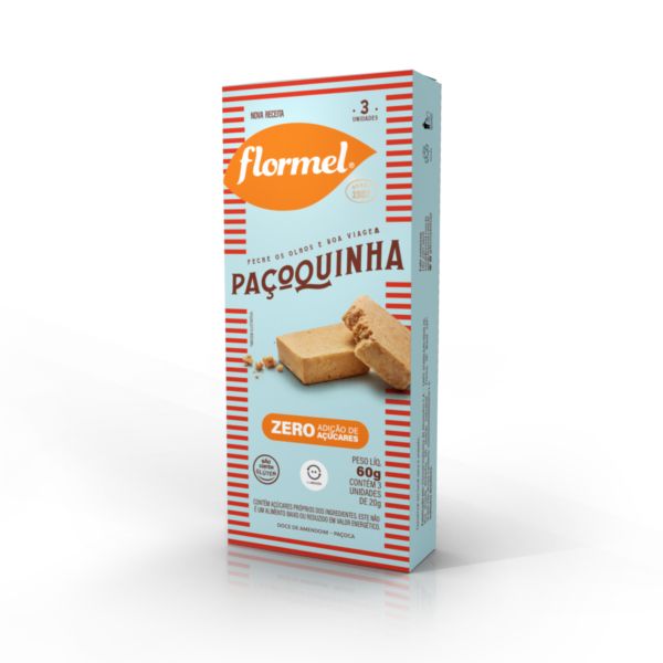 Paçoca Zero Açúcar 60g com 3 UN Flormel