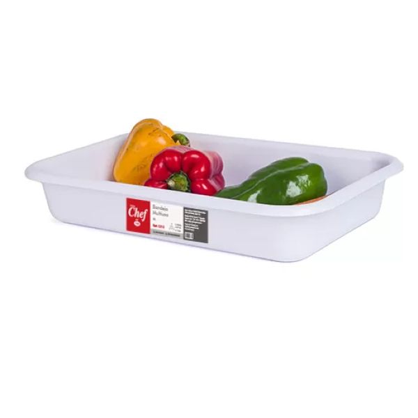 Bandeja Retangular Plásticos MB Multiuso Branca 6 Litros 1 UN