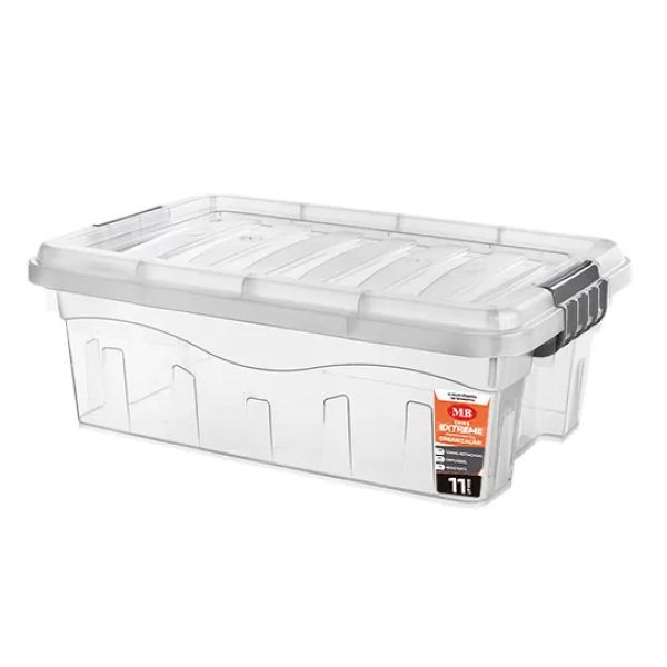 Caixa Organizadora Baixa com Trava 11L Cristal 1 UN Plásticos MB