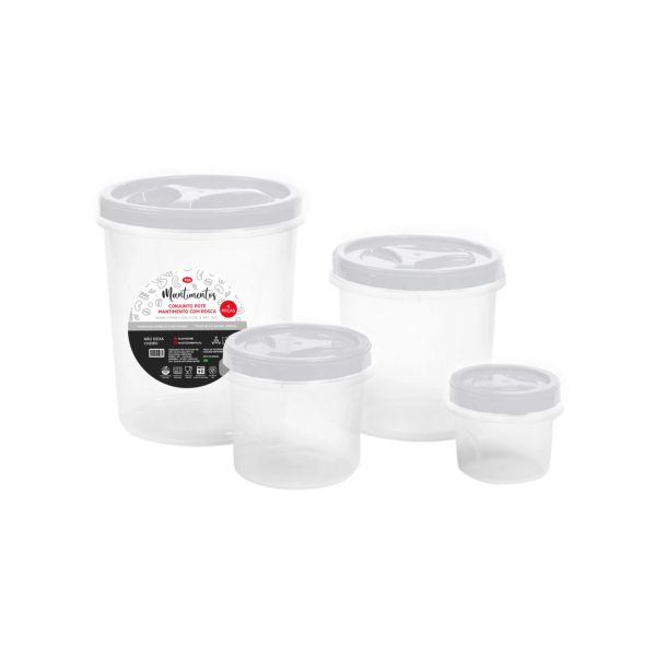 Conjunto de Potes Mantimentos 4 Peças Plásticos MB