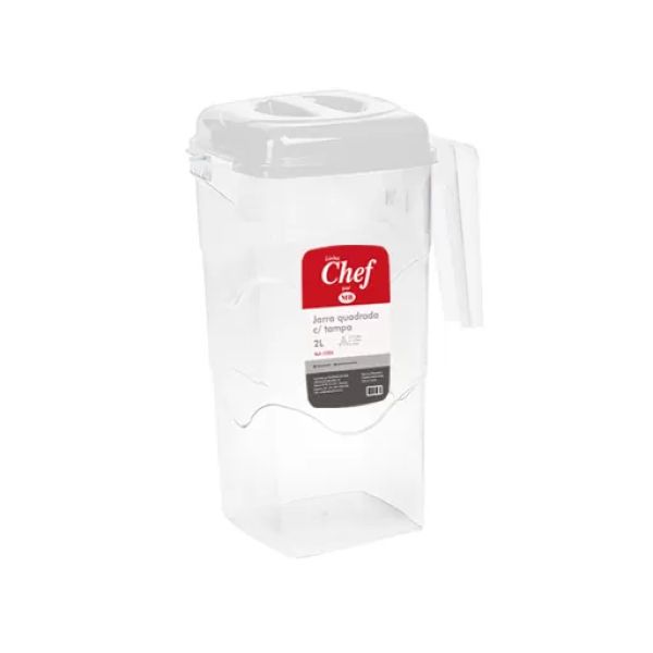 Jarra Quadrada 2L Transparente 1 UN Plásticos MB