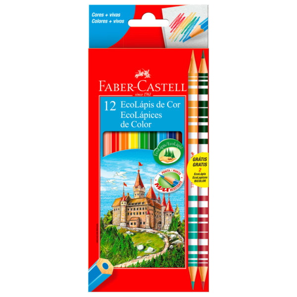 EcoLápis de Cor 10 Cores +2 EcoLápis Bicolor 12 UN Faber Castell