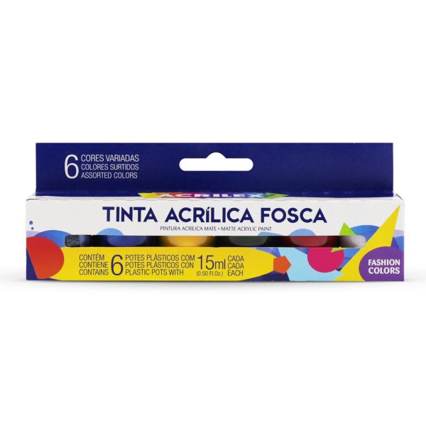 Tinta Acrílica Fosca 15ml 6 Cores Acrilex