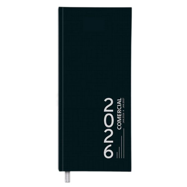 Agenda 2026 Costurada Comercial Preta Capa Dura 12,3 x 27,5cm 208 FL 1