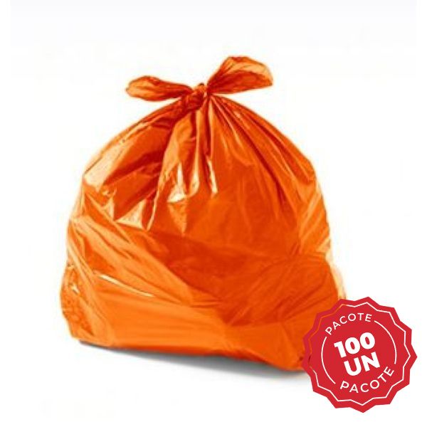 Saco para Lixo Laranja 100L Com 100 UN Plastjoia