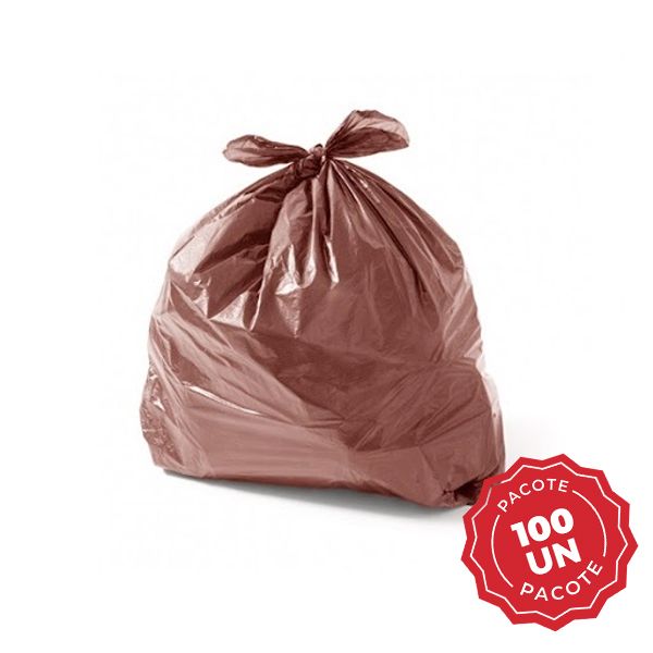 Saco de Lixo Reforçado 300L Marrom 110x130cm PT 100 UN Plastjoia